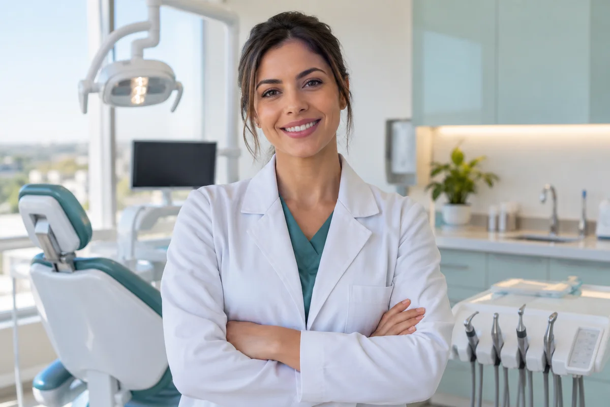 Dentista em seu consultório odontológico